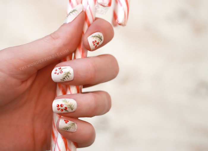 Berries and Spruce Holiday Nails