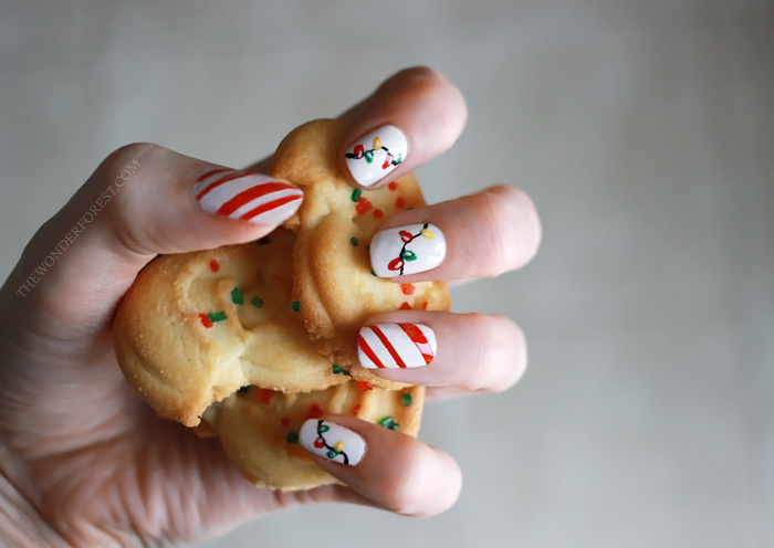 Candy Cane Lights Christmas Nails