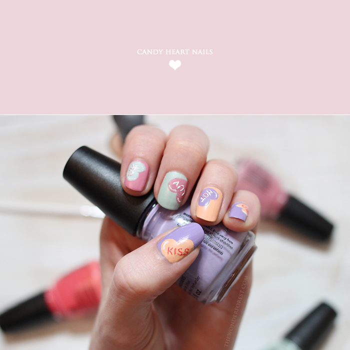 Valentine's Day Nails: Candy Heart Nail Art! - Wonder Forest