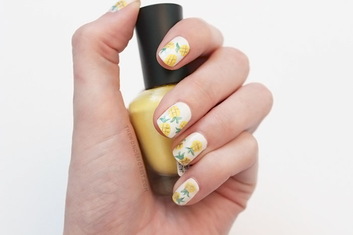 Pineapple Stamped Nail Art - living after midnite