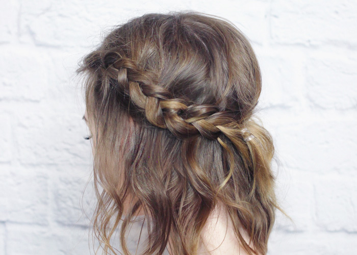 Messy Braided Crown For Shorter Hair Tutorial Wonder Forest