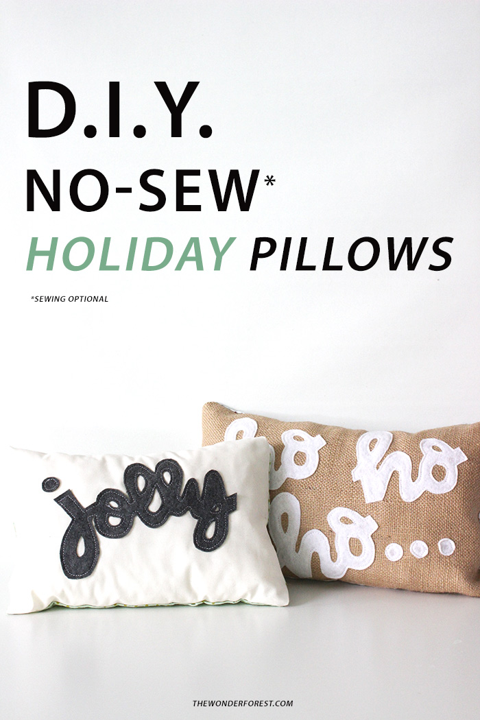 DIY No Sew Typographic Holiday Pillows!
