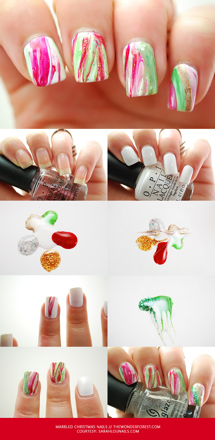 Marbled Christmas Nail Tutorial