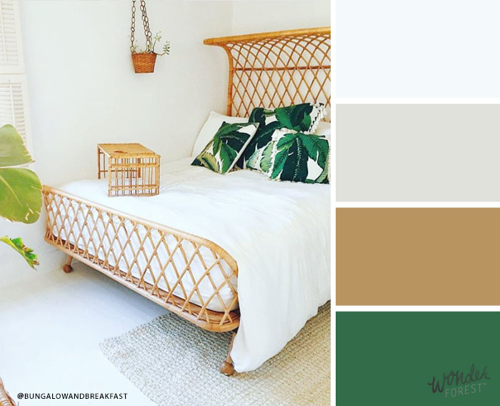 White Colour Palette with Green and Gold Accents