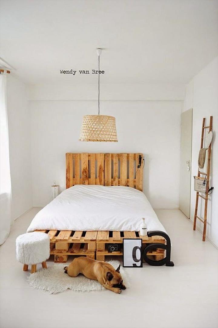 Diy Easy Wood Pallet Bed Frame, Wooden Pallet Bed Frame Diy