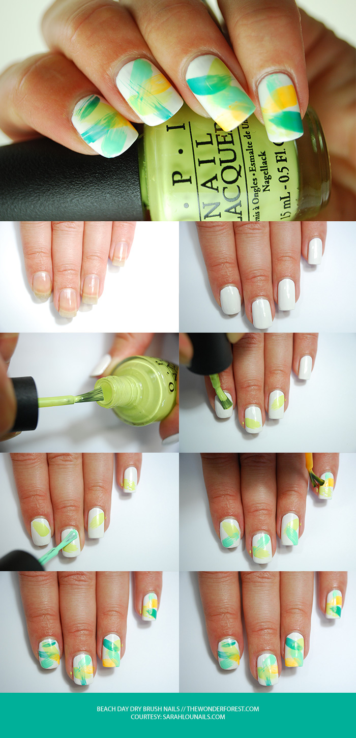 Beach Day Dry Brush Nail Art Tutorial