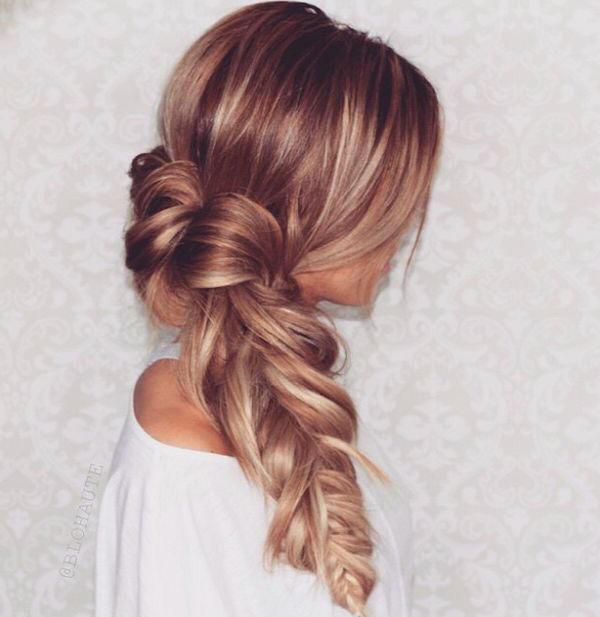 Messy side fishtail braid