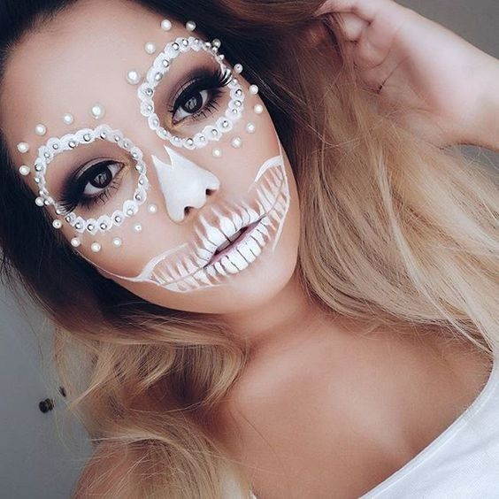 White Lace Day of the Dead Makeup
