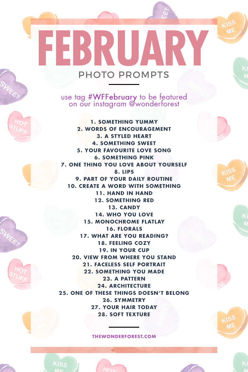 February Photo Challenge Prompts for Instagram Wonder Forest