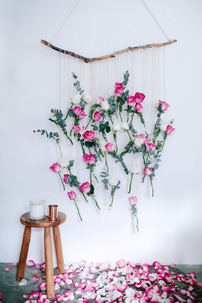 DIY Rose Floral Wall Hanging