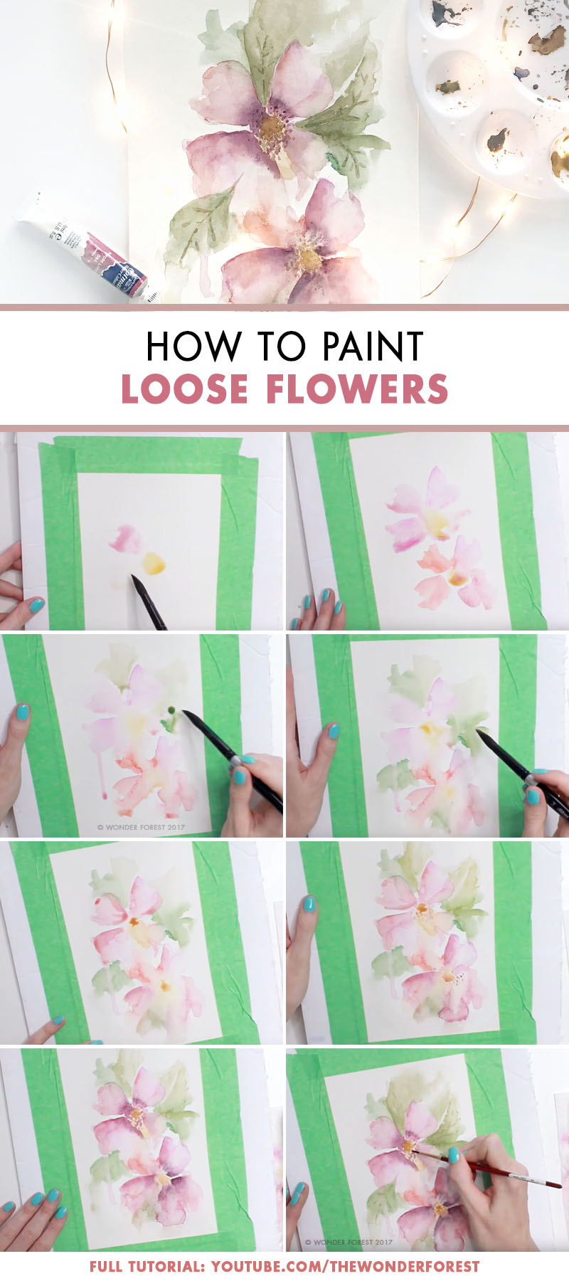 How To Paint Loose Flowers in Watercolour - Wonder Forest