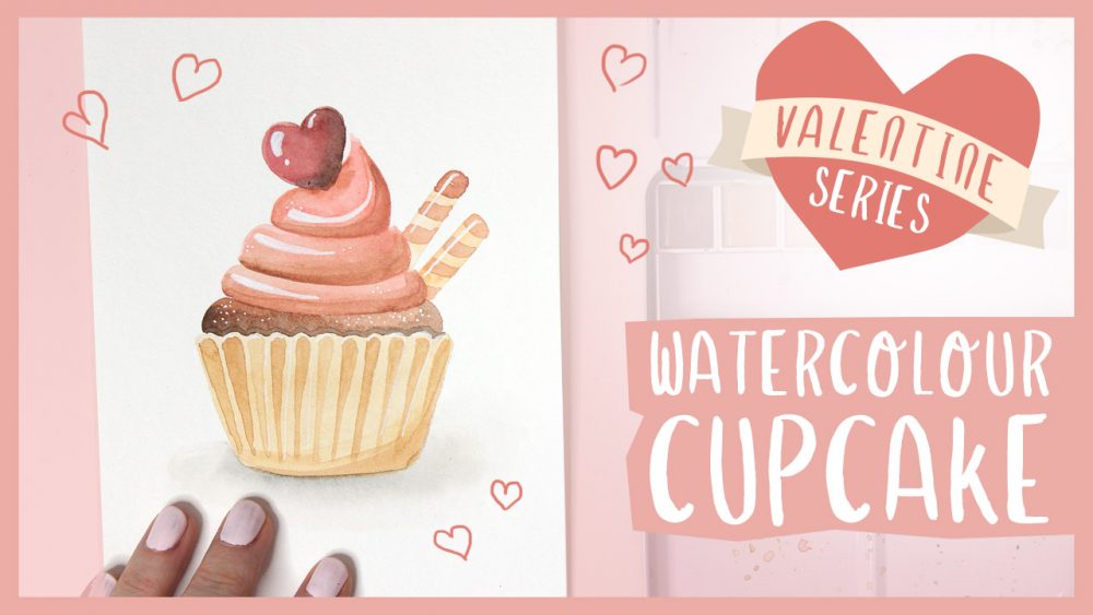 Valentine Cupcake Watercolor Tutorial