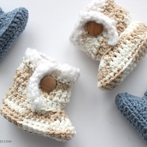 Sheepskin Style Crochet Baby Booties Pattern