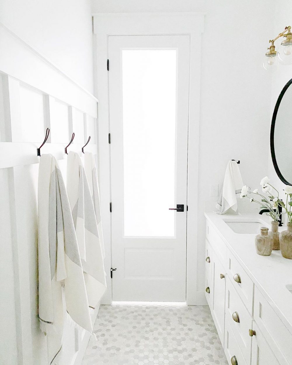 Minimal white bathroom