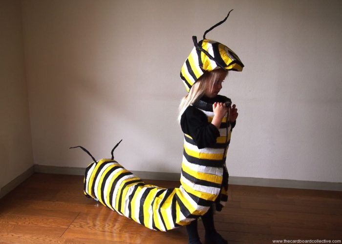DIY Cardboard Caterpillar Costume