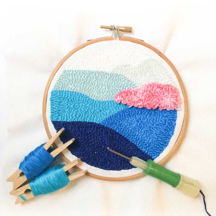 Wave Punch Needle Embroidery Pattern