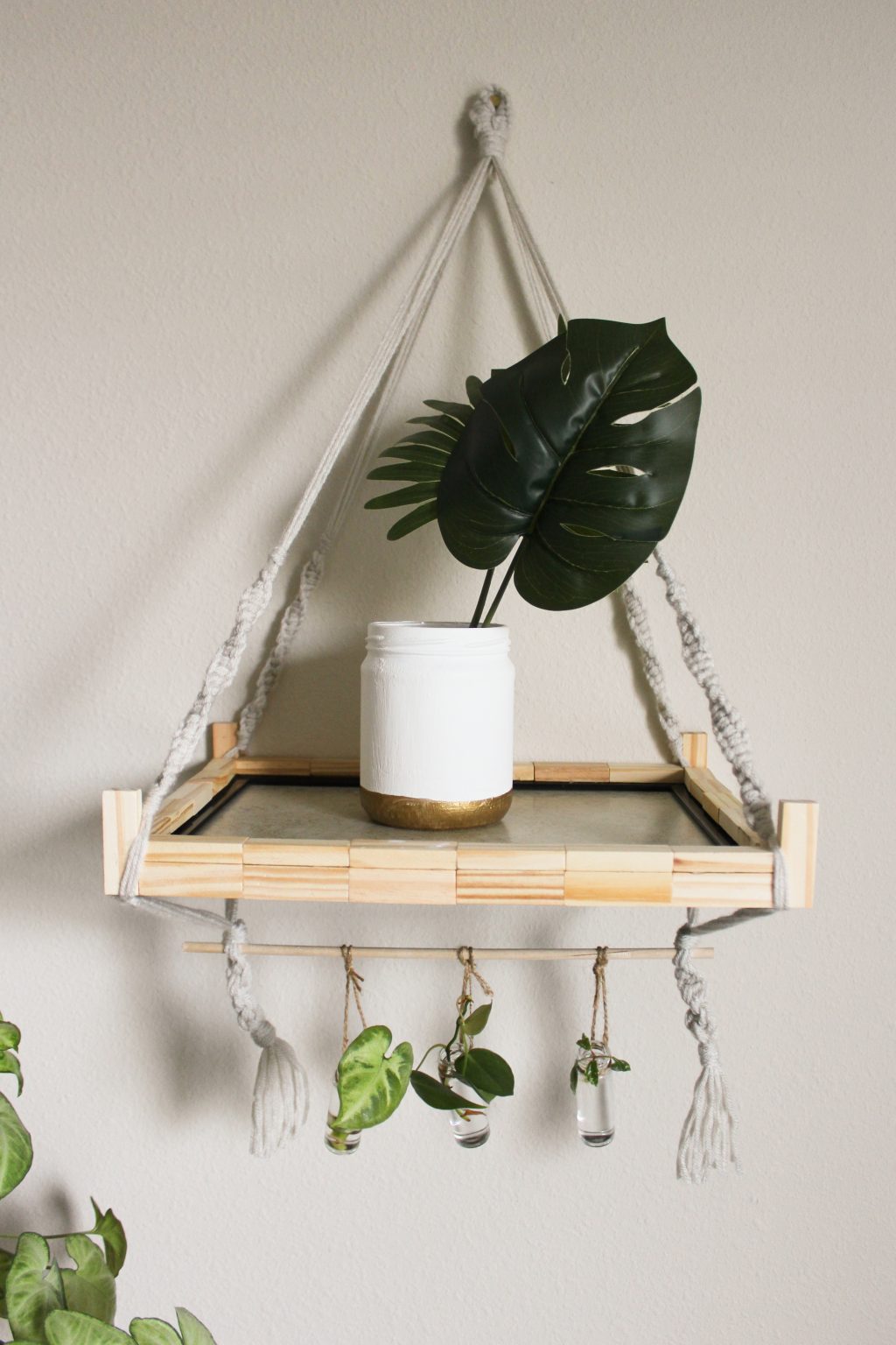 Summer Dollar Store DIY: Macrame Hanging Shelf