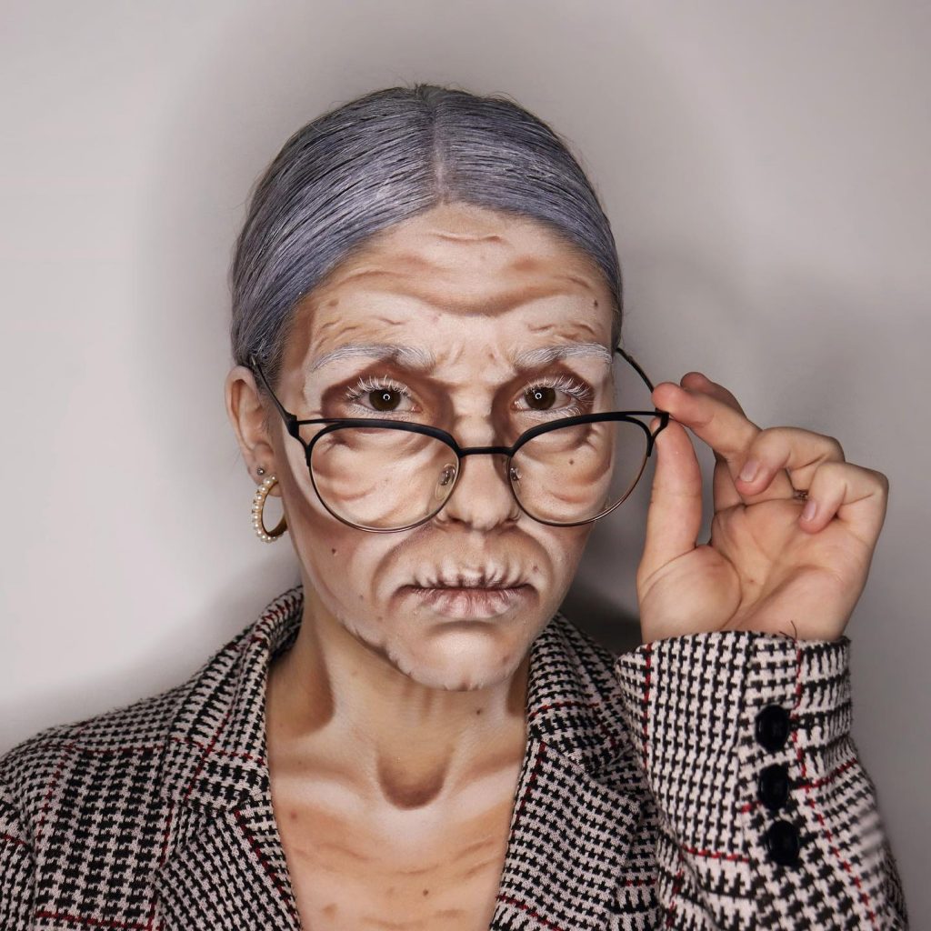 aged old person face paint