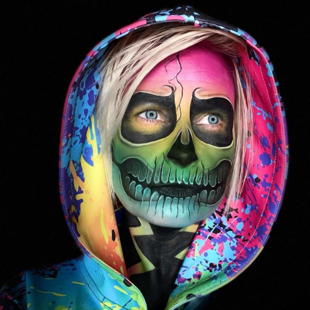 rainbow rave skull makeup