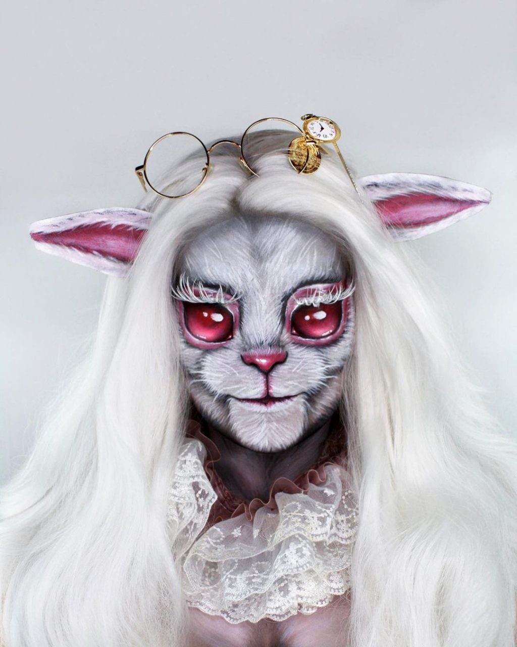 wonderland rabbit creepy face paint costume