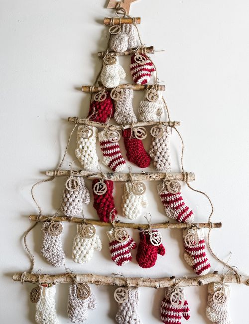 Mini Striped Mitten Crochet Advent Calendar