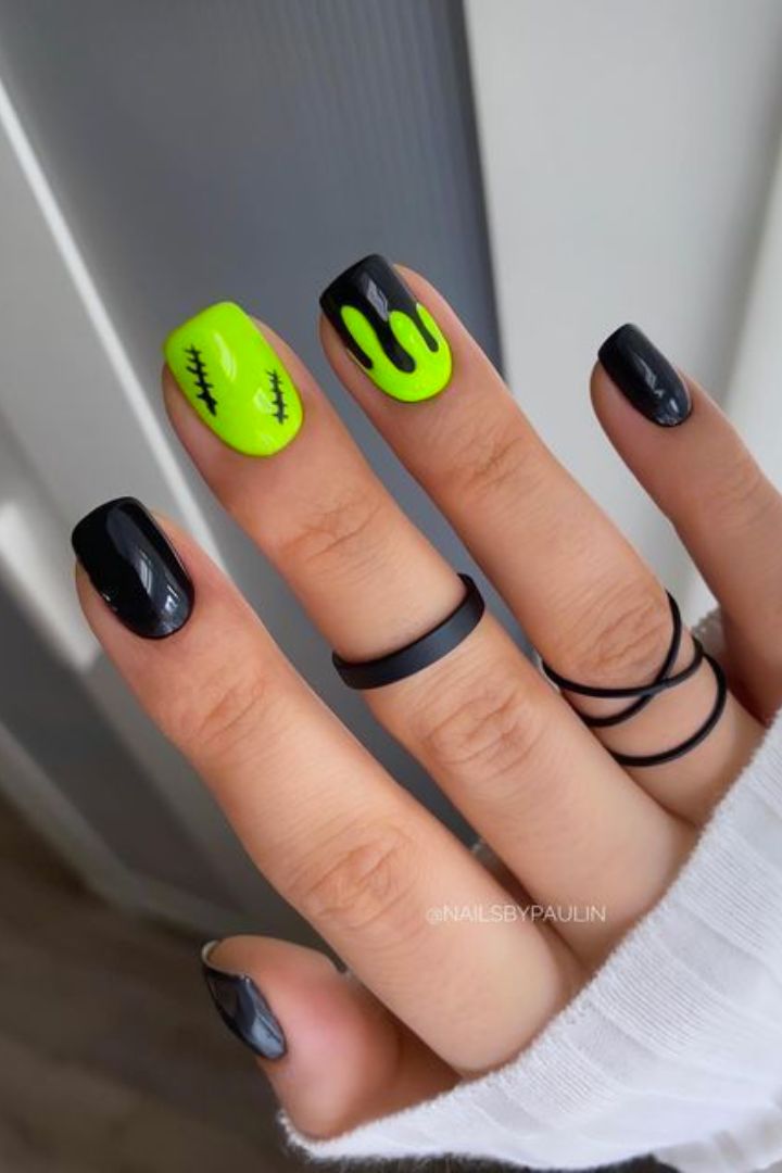 Spooky Glow in the Dark Halloween Nails