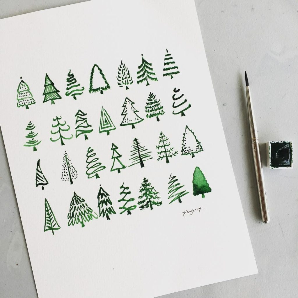 Easy How to Draw a Christmas Tree Tutorial Video, Coloring Page