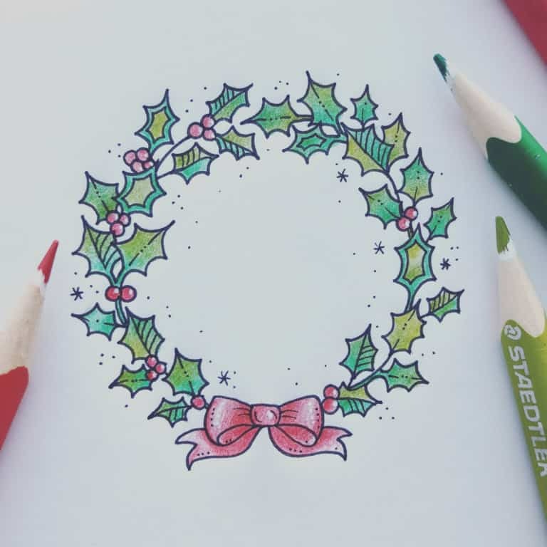 Creative and Easy Drawing Ideas for Christmas WREATH 1
