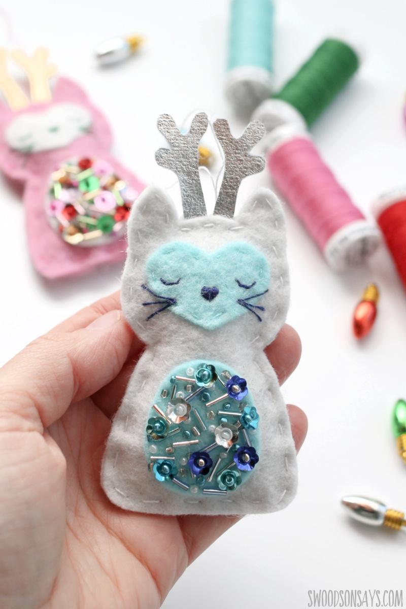 Cat Reindeer DIY Felt Ornament