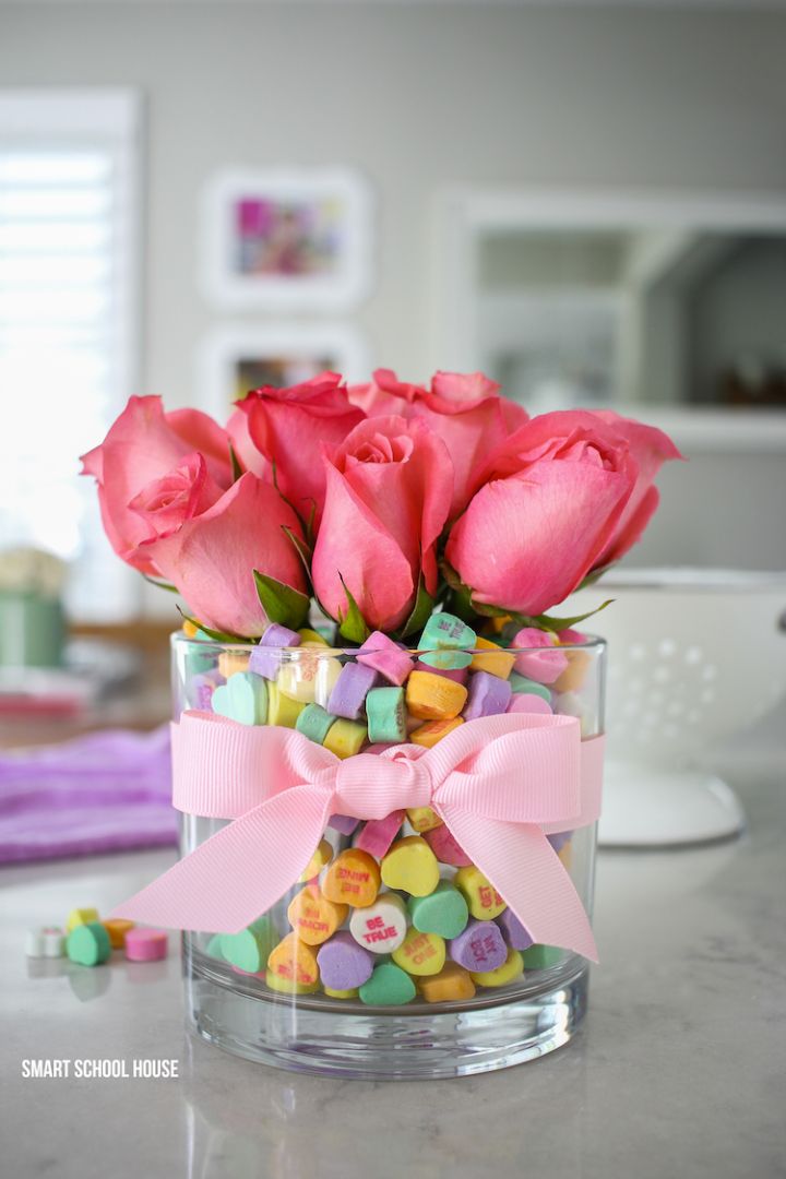 valentines day candy heart vase