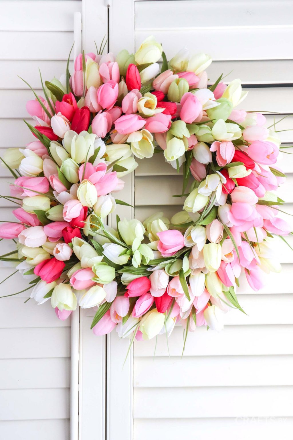 A wreath made from tulips