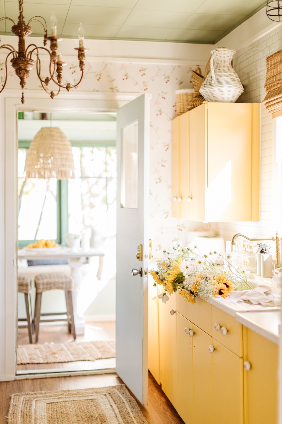 Painted Yellow Kitchen Cabinets