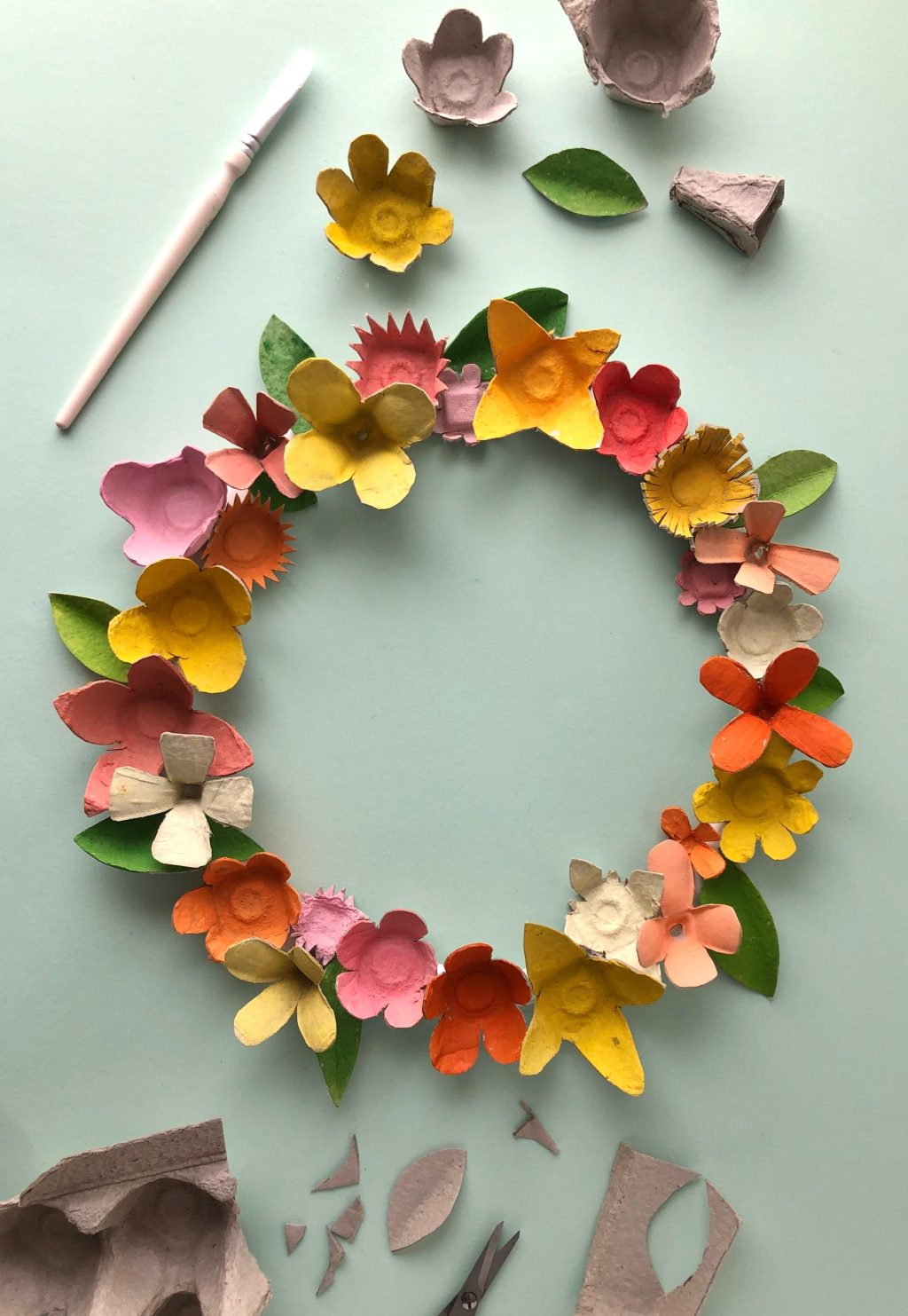 egg carton wreath