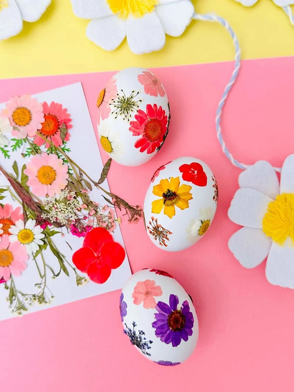 pressed flower easter eggs