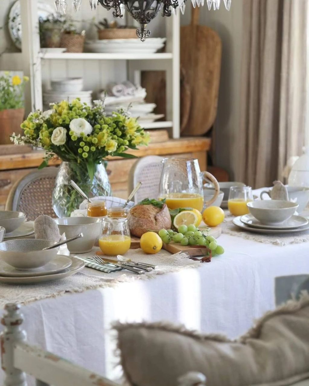 lemons in the centerpiece of table