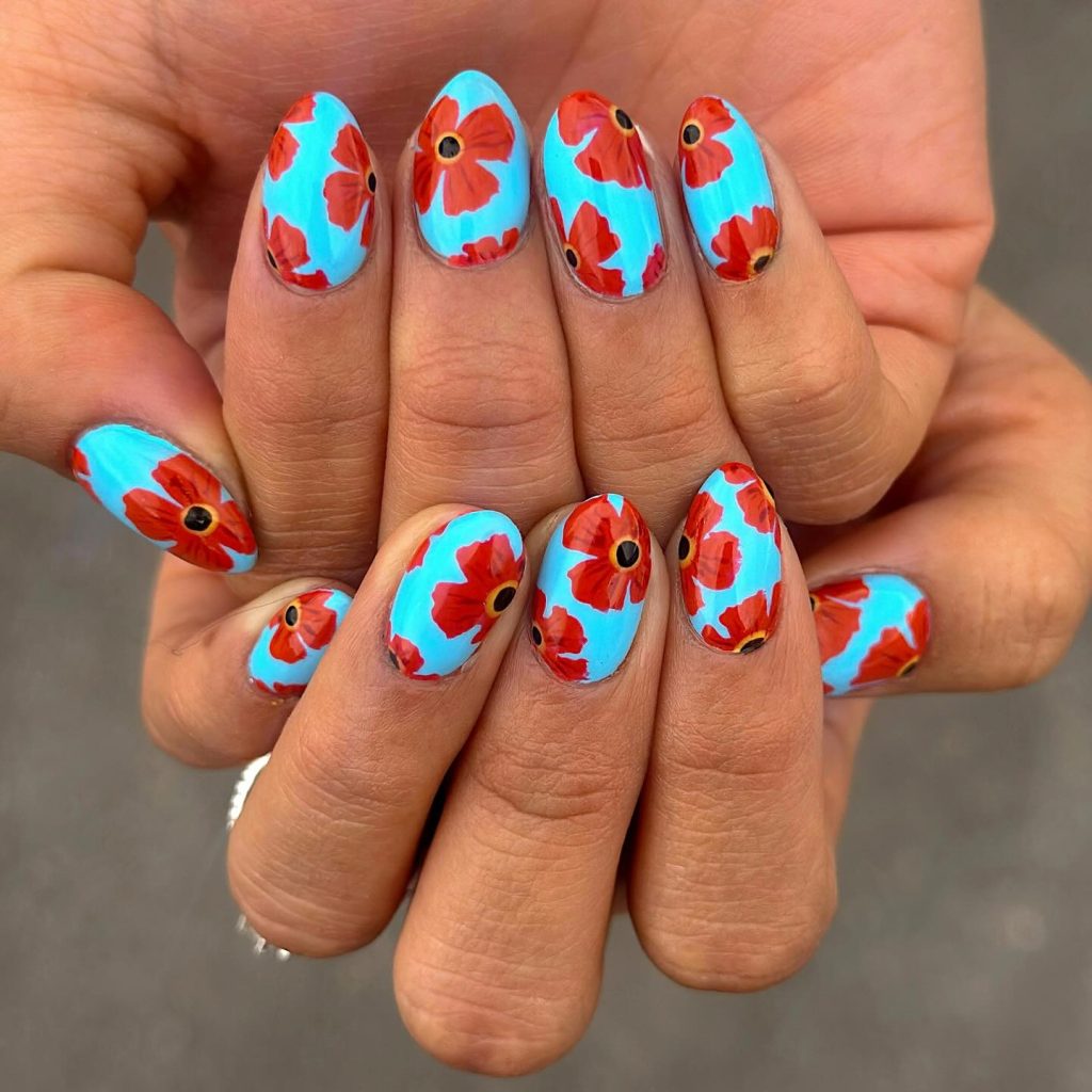 Hibiscus Skies Nail Design