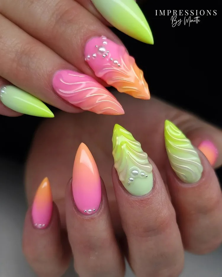 Textured Wave Nail Art
